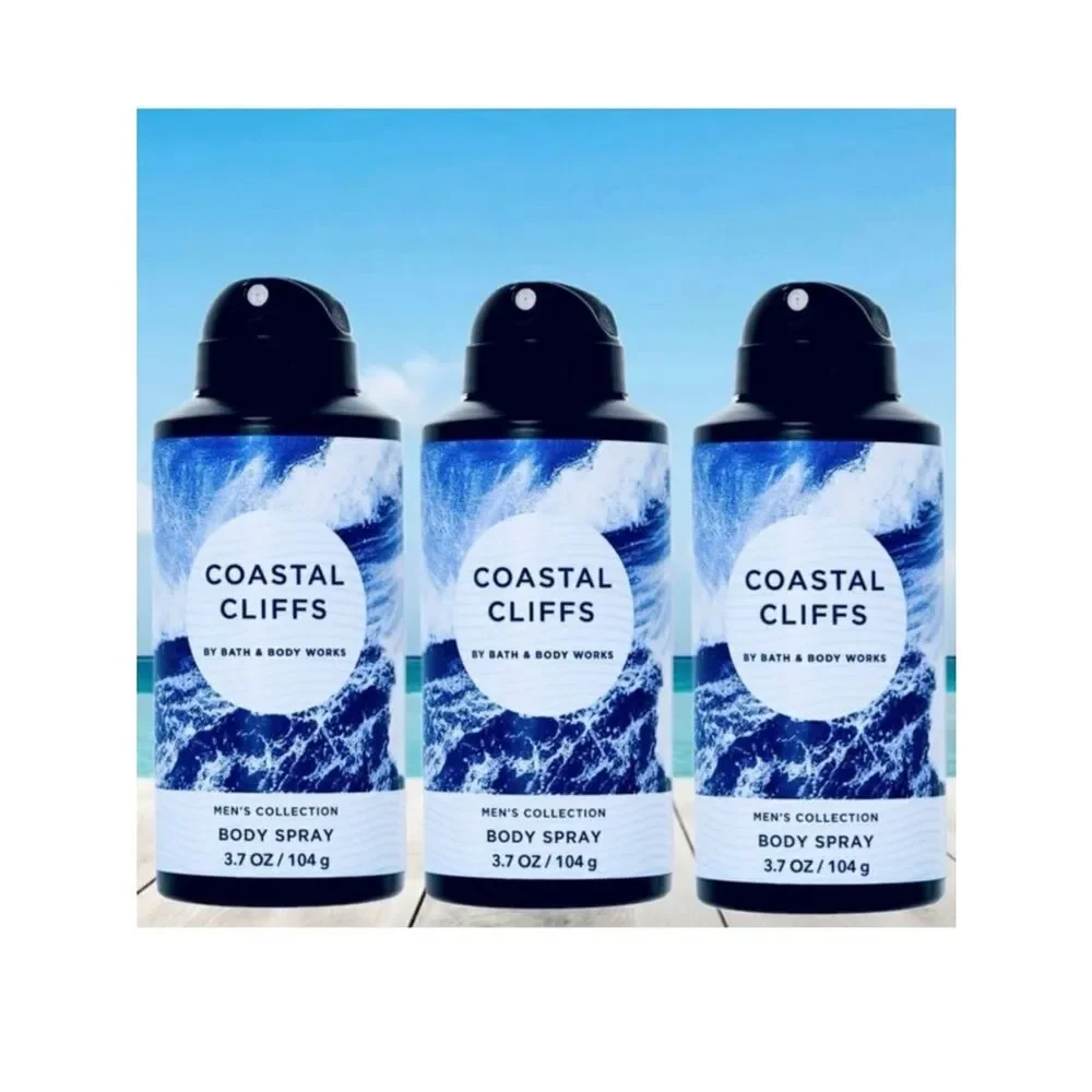 NWT Bath & Body Works Pack of 3 COASTAL CLIFFS Men Collection Body Spray Cologne